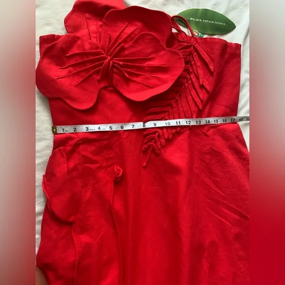 NWT Farm Rio Garden Linen Sleeveless Midi Dress Size XL 3D Appliqué